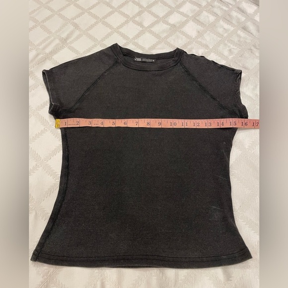 Zara Black Ribbed Size Small Top - Picture 7 of 7
